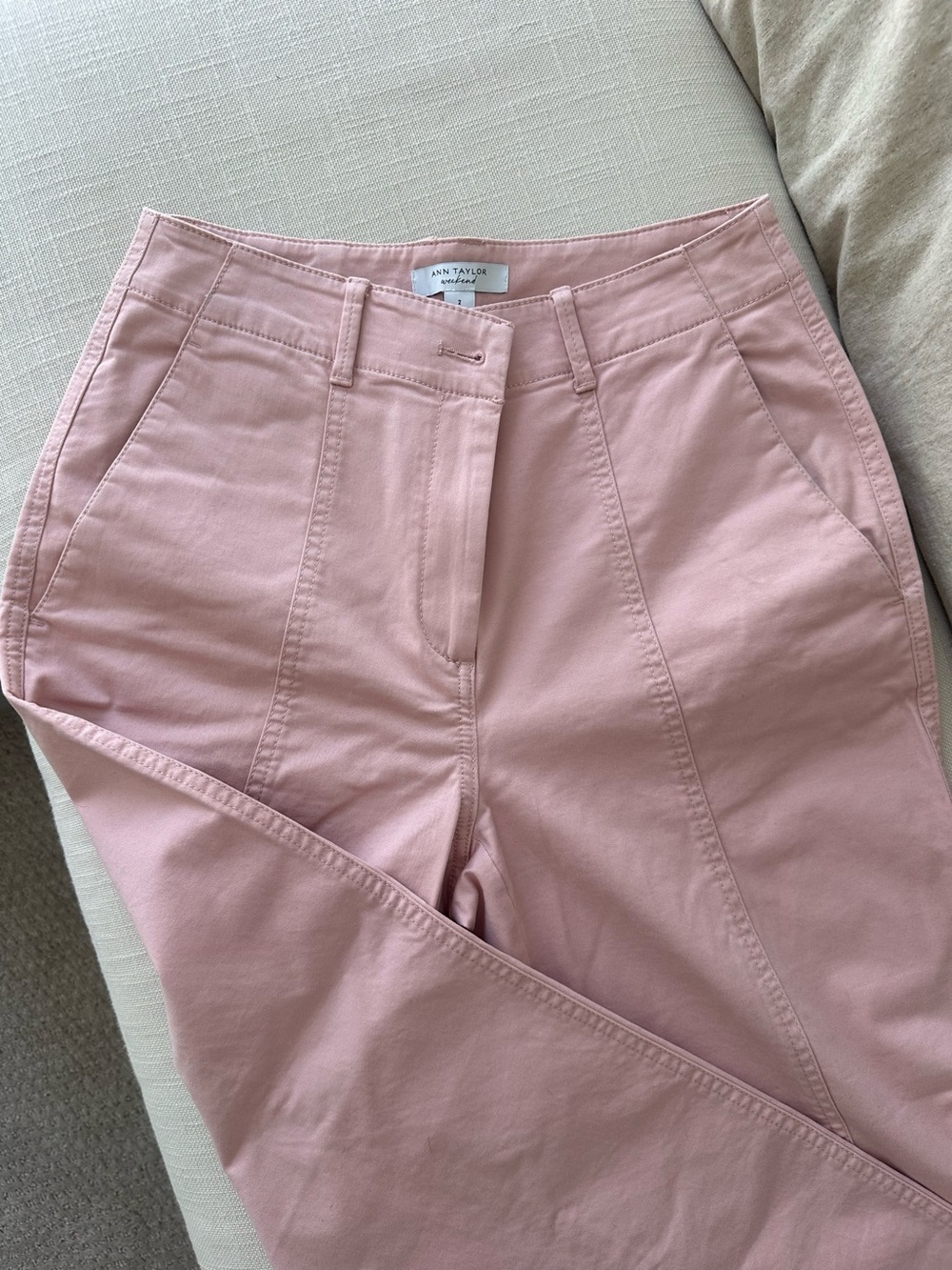 Ann Taylor Dusty Pink High-Rise Straight cotton pants